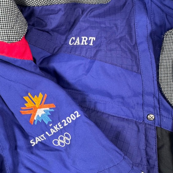 Salt Lake 2002 Olympic Winter Games Marker Ski Jacket Men L Hood Blue Snowboard - Picture 6 of 16